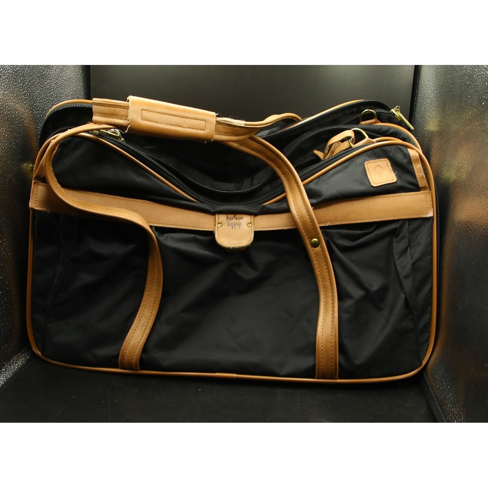 Hartmann Black Nylon, VTG, Faux Leather, 3-Compartment Messenger Bag, 21"x12"x9"
